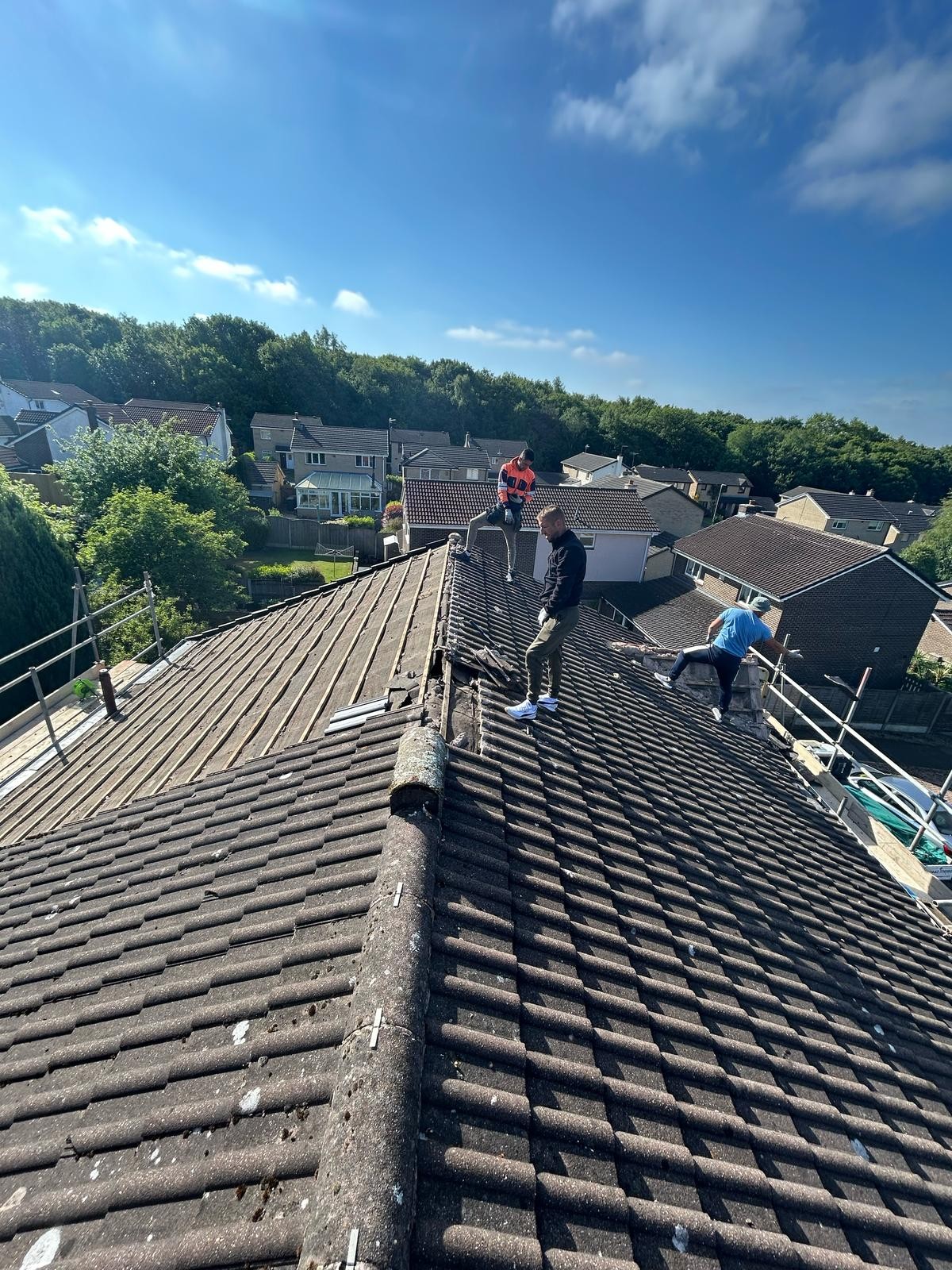 Roof stripped to the rafters during a full re-roof