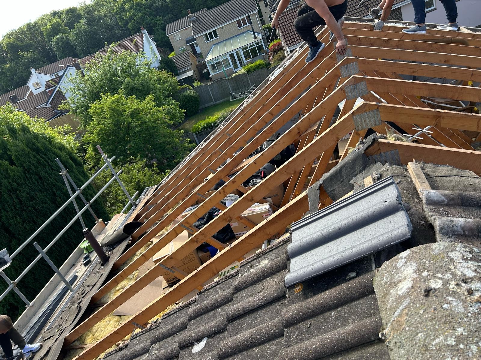Stripped roof structure ready for a new covering